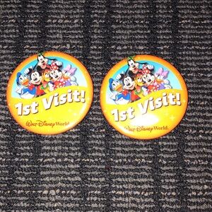Disney Orange 1st Visit Buttons